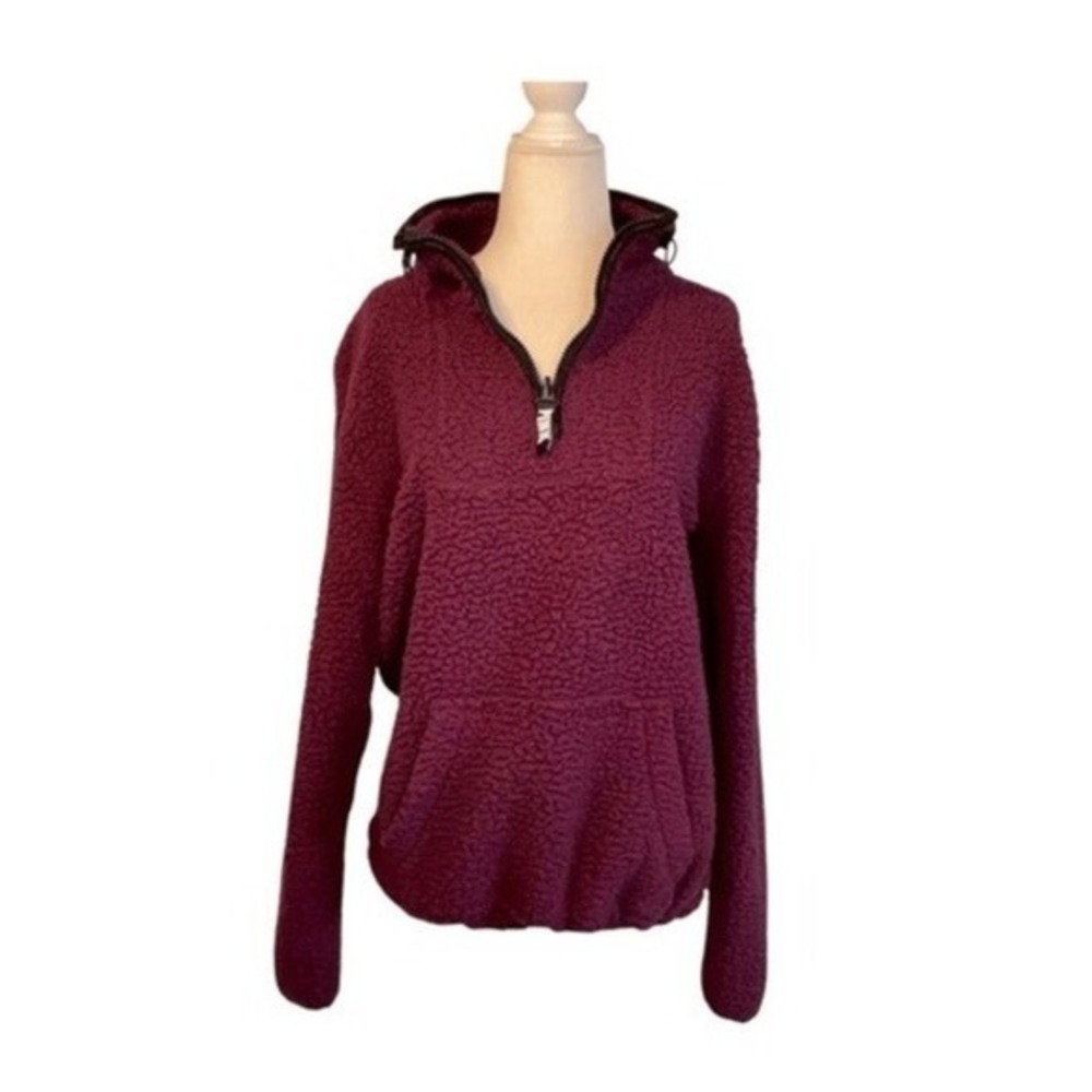PINK Victoria's Secret Sherpa Fleece Quarter Zip Pullover Jacket XS